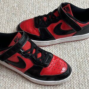 NIKE Court Borough Low Black Red Size 3Y Child Sneakers Shoes BQ5457-600